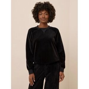 Pact Organic Pure Velour Cozy Pullover Black Size Small Cozy Soft Sweatshirt‎